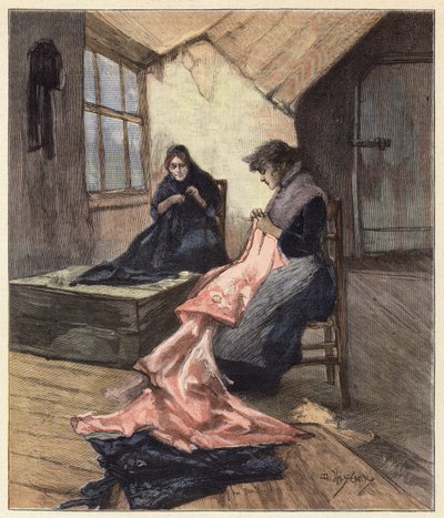 Die zwei Frauen nahmen ihre Arbeit wieder auf von Dudley Hardy
