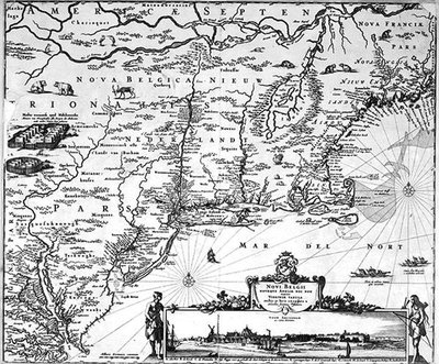 Karte von Neu-Amsterdam, um 1650 (Gravur) von Dutch School