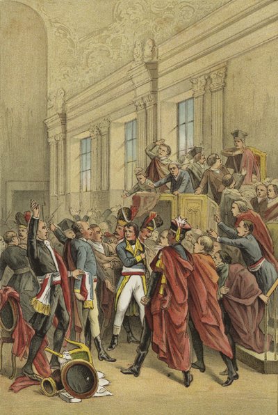 Napoleon vertreibt den Rat der Fünfhundert aus seinen Kammern, Staatsstreich des 18. Brumaire, 1799 von Dutch School