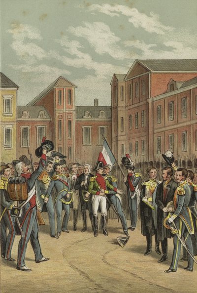 Napoleons Abschied von der kaiserlichen Garde im Weißen Pferdehof des Schlosses Fontainebleau, 1814 von Dutch School