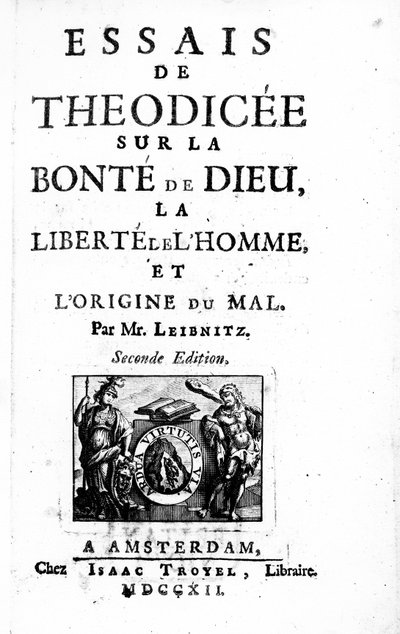Titelseite für Theodizee von Gottfried Leibniz, zweite Ausgabe veröffentlicht 1712 von Dutch School