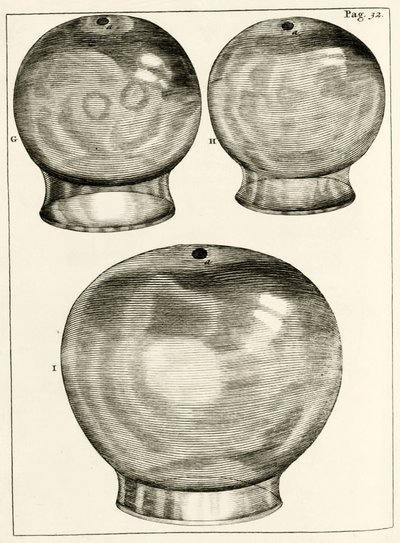 Verschiedene Schröpfgläser, aus Exercitationes Practicae circa Medendi Methodum von Frederik Dekkers, 1694 von Dutch School