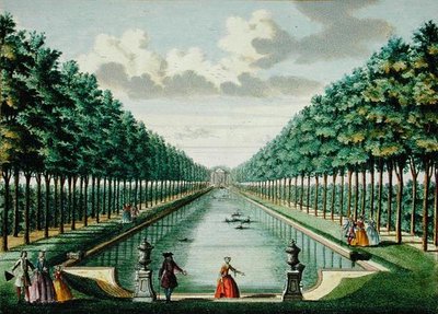Ansicht des Pavillons und des Kanals, aus 