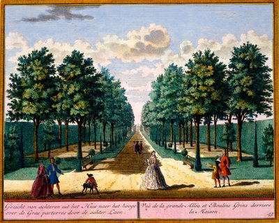 Ansicht des Gehwegs hinter dem Haus, aus Het Zeganpralent Kennemerlant von Hendrick de Leth und Matthias Brouerius Van Nidek, veröffentlicht um 1700-30 von Dutch School