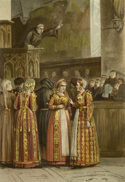Frauen in traditioneller friesischer Tracht, Niederlande, 15. Jahrhundert von Dutch School