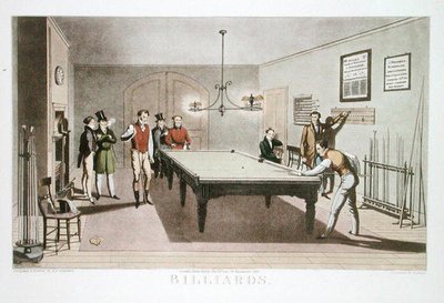 Billard, graviert von G. Hunt, veröffentlicht 1827 (Radierung) von E.F. (after) Lambert