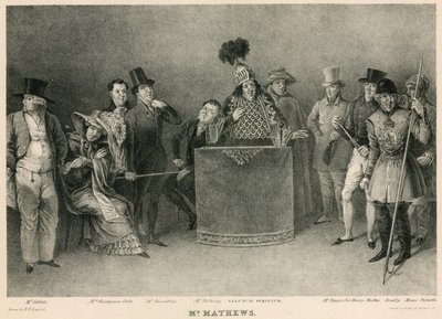 Mr. Mathews: Porträts von ihm in seinen verschiedenen Charakteren in der Unterhaltung namens Einladungen von E.F. Lambert