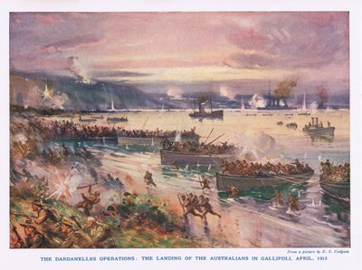 Die Dardanellen-Operationen: Die Landung der Australier in Gallipoli, April 1915 von E.S. Hodgson