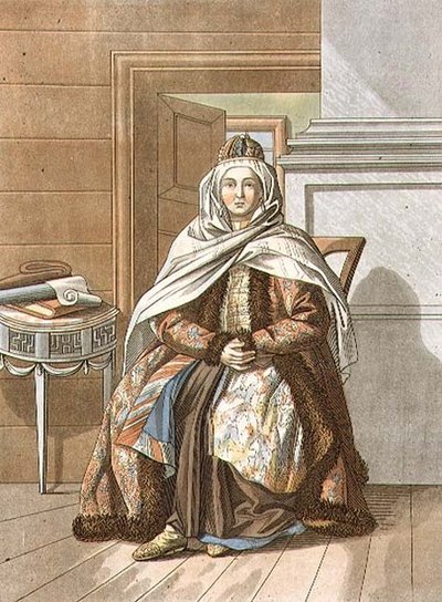 Tartarische Frau aus Tomsk, graviert von Jegor Skotnikoff (1782-1843) (Lithografie) von E. (after) Karnejeff