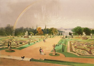 Ansicht in den Gärten von Eaton Hall, veröffentlicht von Thomas McLean von E. Adveno Brooke