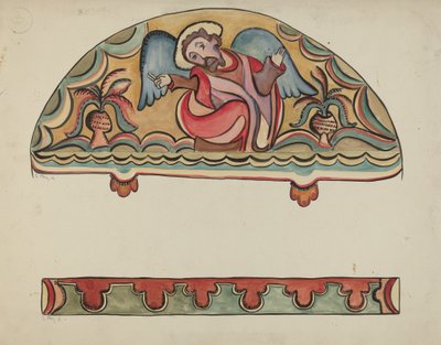 Lunette und Detail vom Altar der Kirche im Sanctuario, Chimayo, 1935-1942 von E. Boyd