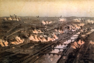 Panorama der Brände in Paris während der Kommune, Mai 1871 von E. Daroy