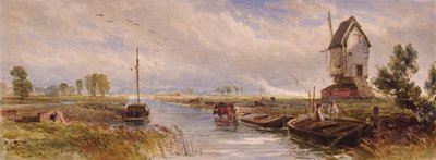 Landschaft mit Windmühle von E Ellis
