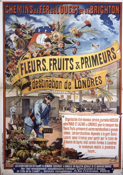 Transport mit dem Zug von Paris nach London, Ende des 19. Jahrhunderts von E. Nerme