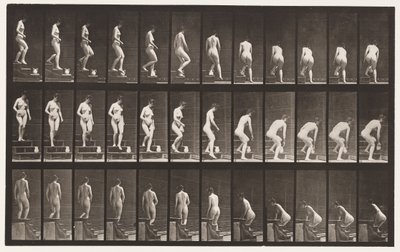 Tafel 149. Treppenabstieg; sich bücken, um einen Krug zu heben von Eadweard Muybridge