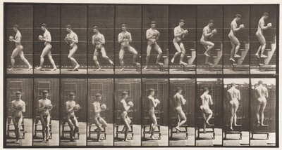 Tafel 151. Abwärts auf der Leiter, Umdrehen, Stein in den Händen von Eadweard Muybridge