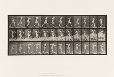Tafel 175. Überqueren eines Baches auf Trittsteinen mit Angelrute und Dose von Eadweard Muybridge