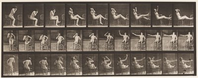 Tafel 247. Sich hinsetzen, Füße auf den Stuhl stellen von Eadweard Muybridge
