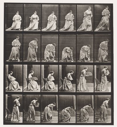 Tafel 250. Aufstehen vom Stuhl, Bücken und Aufheben eines Taschentuchs von Eadweard Muybridge
