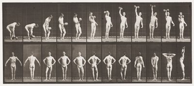 Tafel 321. A, Einen 50-Pfund-Hantel heben; B, Posen von Eadweard Muybridge