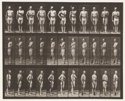 Tafel 354. Waffen tragen, Parade-Ruhe und Waffen schleppen von Eadweard Muybridge