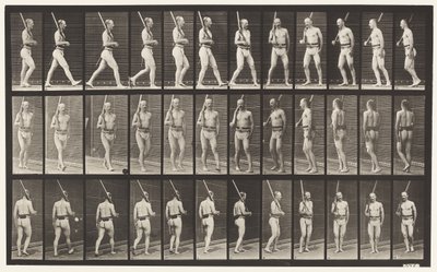 Tafel 355. In Bereitschaft, gehen und sich umdrehen von Eadweard Muybridge