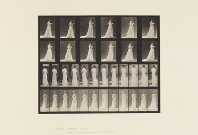 Gehen, Hände mit Stricken beschäftigt von Eadweard Muybridge