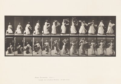 Toilette; Aufstehen vom Stuhl und Anziehen des Schals von Eadweard Muybridge