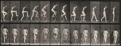 Tafel Nummer 180. Auf einen Stuhl treten und darüber steigen von Eadweard Muybridge