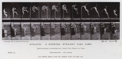Die menschliche Figur in Bewegung: Athlet, ein gerader Hochsprung von Eadweard Muybridge