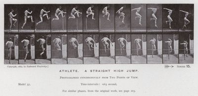 Die menschliche Figur in Bewegung: Athlet, ein gerader Hochsprung von Eadweard Muybridge