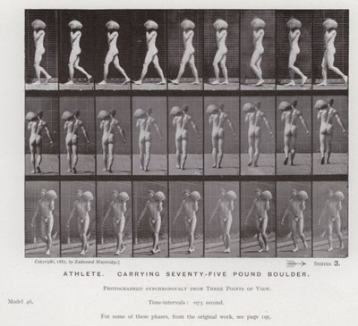 Die menschliche Figur in Bewegung: Athlet, der einen 75-Pfund-Brocken trägt von Eadweard Muybridge