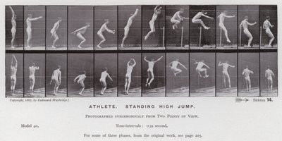 Die menschliche Figur in Bewegung: Athlet, Hochsprung im Stand von Eadweard Muybridge