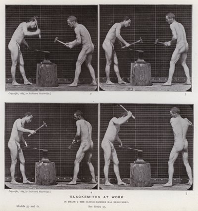 Die menschliche Figur in Bewegung: Schmiede bei der Arbeit von Eadweard Muybridge