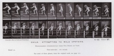 Die menschliche Figur in Bewegung: Kind, das versucht, die Treppe hinaufzugehen von Eadweard Muybridge