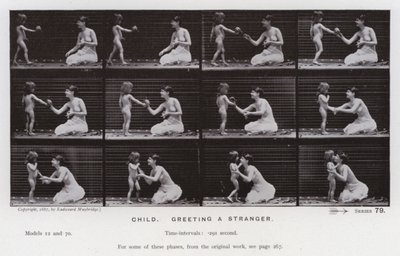 Die menschliche Figur in Bewegung: Kind, das einen Fremden begrüßt von Eadweard Muybridge