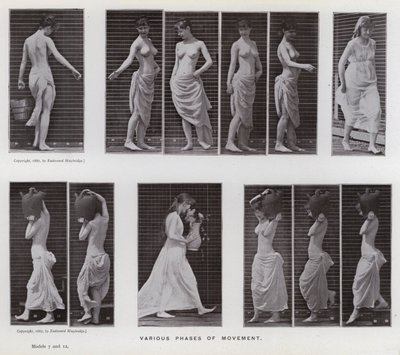 Die menschliche Figur in Bewegung: Verschiedene Bewegungsphasen von Eadweard Muybridge