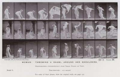 Die menschliche Figur in Bewegung: Frau, wirft einen Schal um ihre Schultern von Eadweard Muybridge