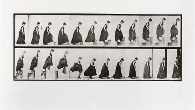 Frau steigt Treppen hinauf und springt hinunter, Platte 173 aus Animal Locomotion von Eadweard Muybridge