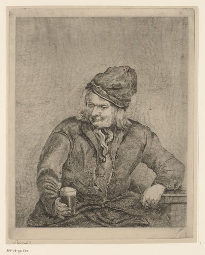 Alter Mann mit Glas und Pfeife in der Hand von Eberhard Cornelis Rahms