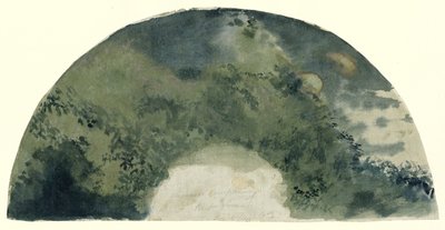 Fächerblatt im japanischen Stil bemalt mit einer Landschaft bei aufgehendem Mond von Edgar Degas (possibly)
