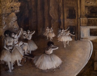 Ballettprobe auf der Bühne. 1874. Öl auf Leinwand. von Edgar Degas