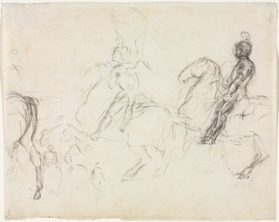 Kampfszene mit gepanzerten Figuren zu Pferd (recto) von Edgar Degas