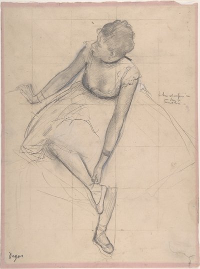 Tänzerin, die ihren Schuh anpasst von Edgar Degas