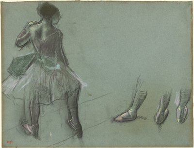 Tänzerin von hinten gesehen und drei Studien von Füßen von Edgar Degas