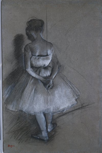 Tänzerin stehend mit hinter dem Rücken verschränkten Händen, 1874 von Edgar Degas