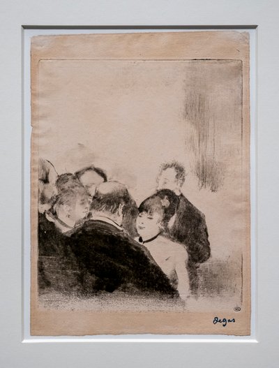 Kleiner Cardinal spricht zu seinen Bewunderern. Um 1876-1877. Monotypie mit schwarzer Tinte. von Edgar Degas