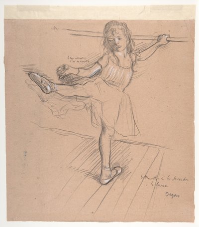 Kleines Mädchen beim Üben an der Stange von Edgar Degas