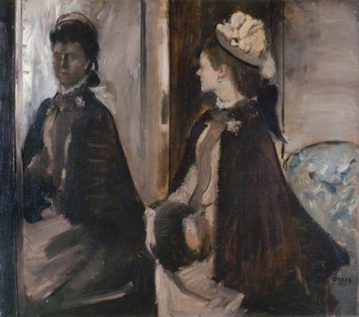 Frau Jeantaud im Spiegel, um 1875 von Edgar Degas