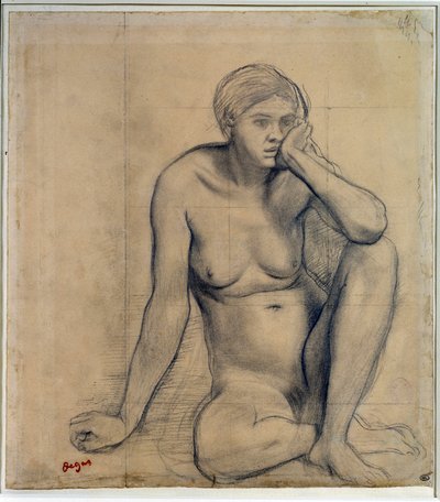 Sitzende nackte Frau, Studie für „Szene aus dem Mittelalter“ von Edgar Degas